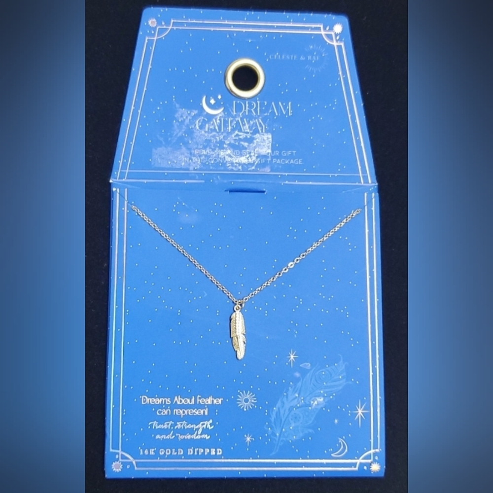 Dream Gateway 14K Gold Dipped Feather Necklace